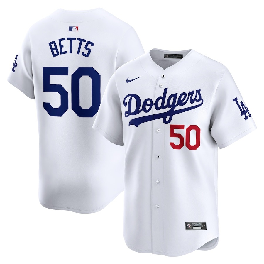 LA Mookie Betts White Home Player Jersey Gift For Baseball Lover - L