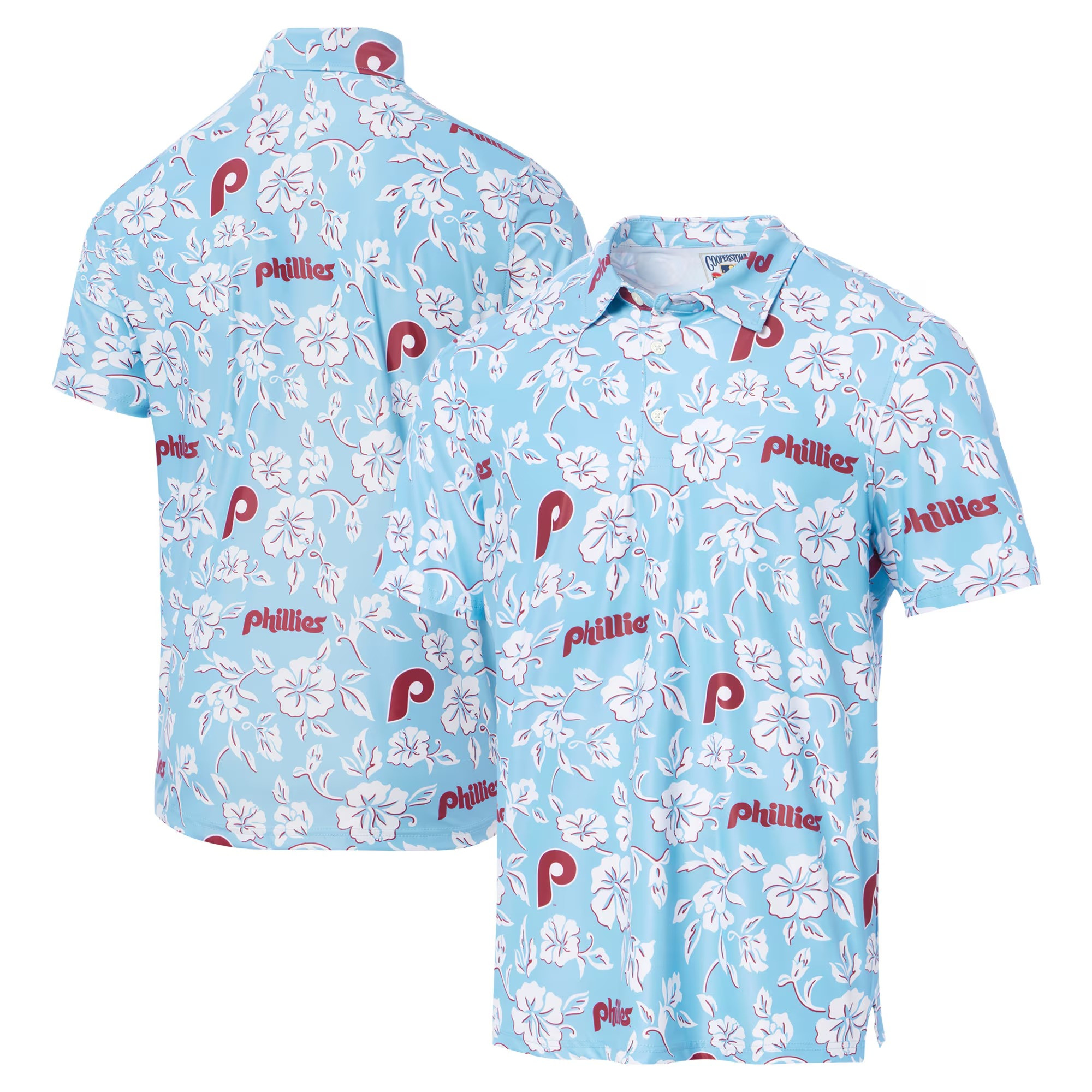 Light Blue Philadelphia Phillies Polo Shirt MLB Aloha Shirt Great Gifts For Dad For Fans