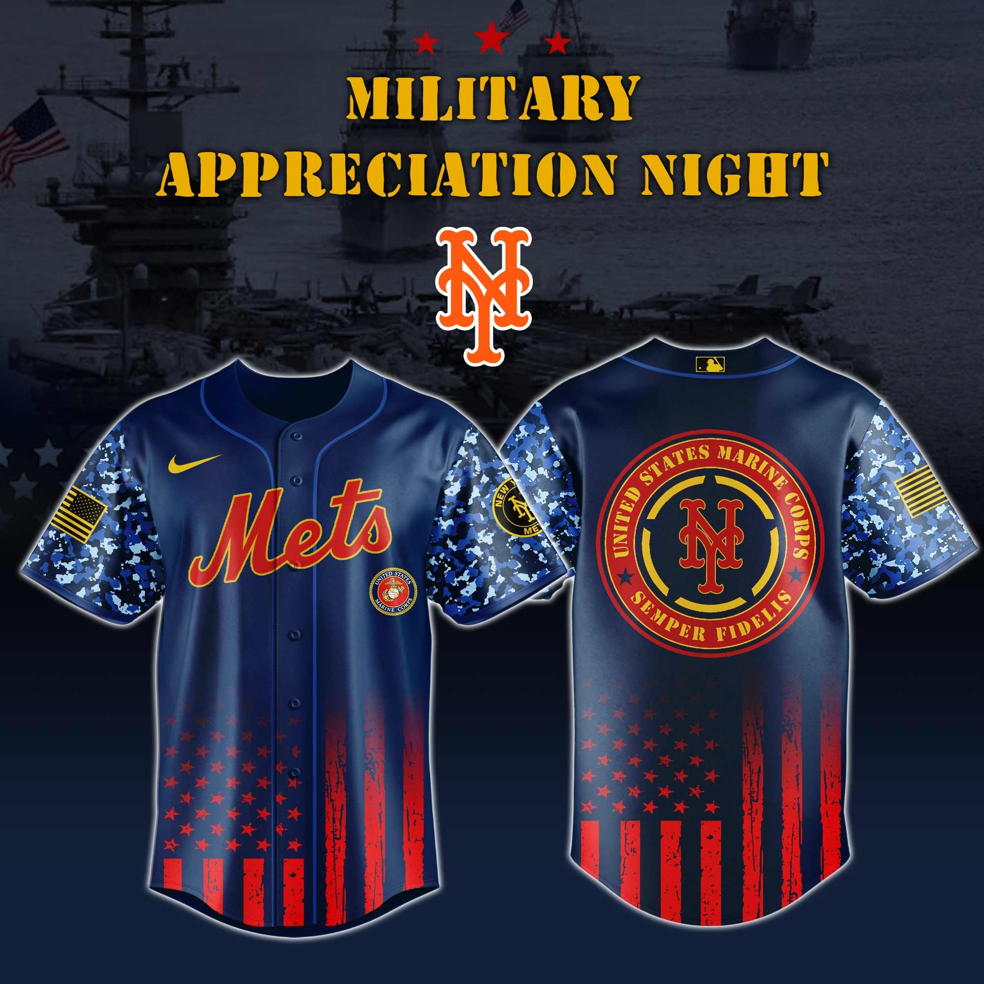 New York Mets MLB x Marine Corps Military Appreciation Night Jersey Editions Limited 2025 New York Mets Merch