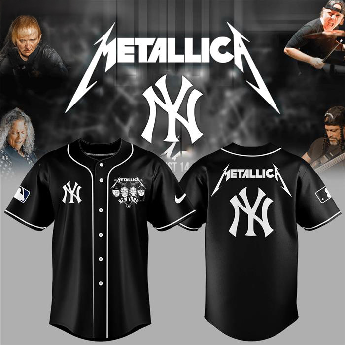 New York Yankees Metallica Baseball Jersey Gift For Yankees Fans - Black, 3XL