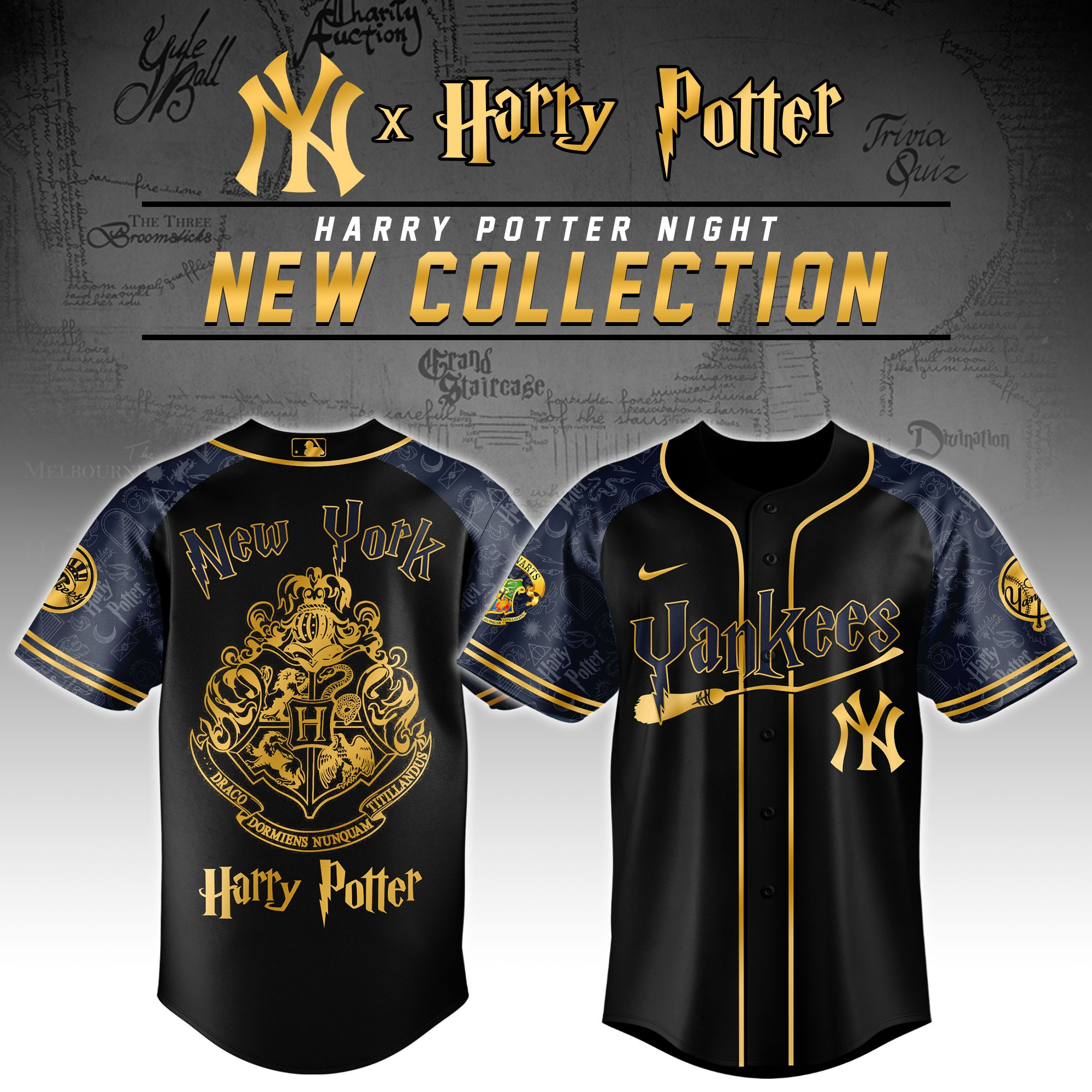 New York Yankees X Harry Potter Night Jersey MLB Baseball Fan Merch Father's Day Gifts