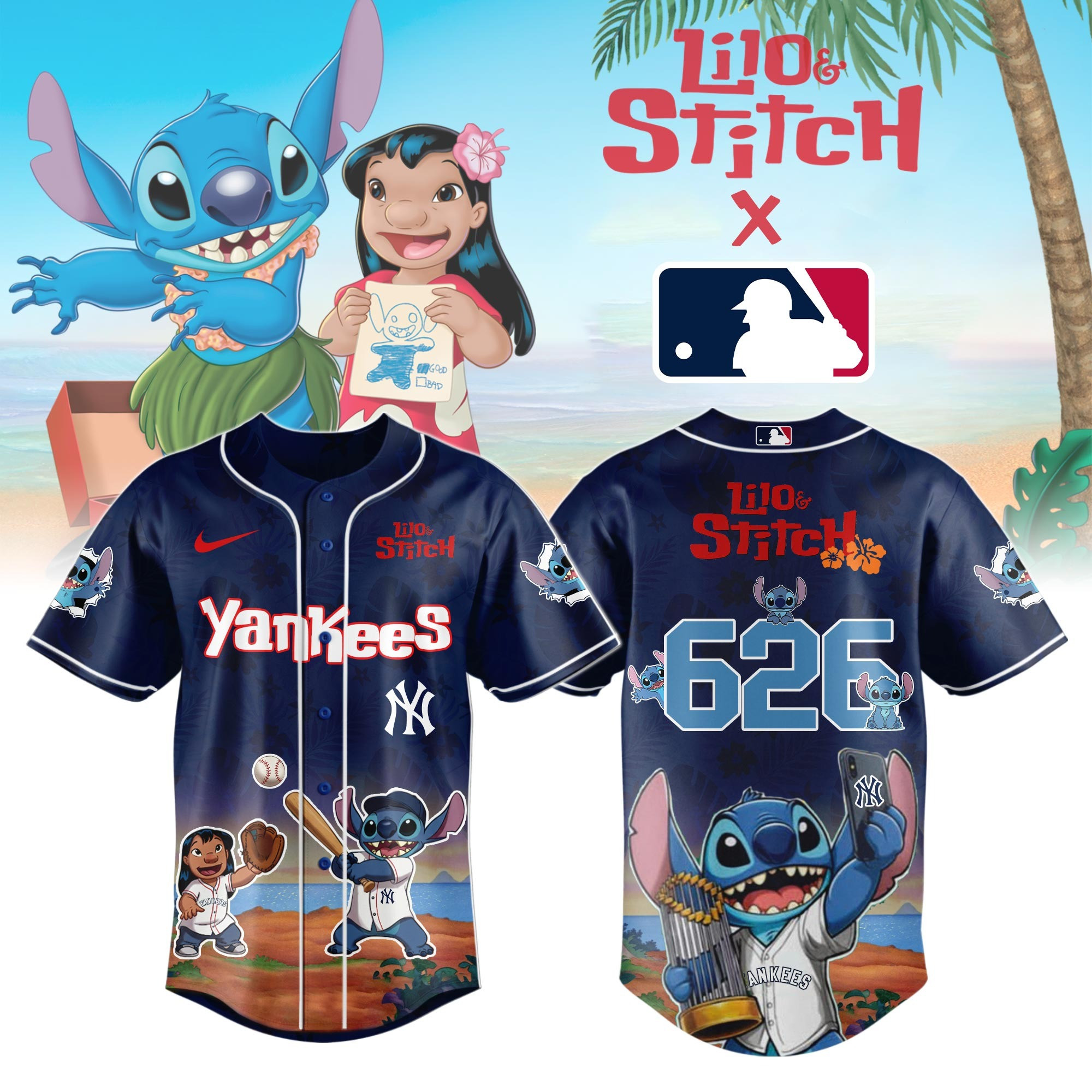 New York Yankees x Lilo And Stitch Limited Edition Jersey Best Gifts For Baseball Lovers