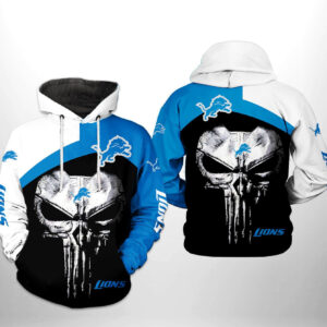 NFL Detroit Lions NFL Skull Punisher Team Hoodie  Zip Hoodie