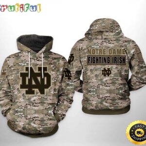 Notre Dame Fighting Irish Camouflage Veteran 3D Hoodie