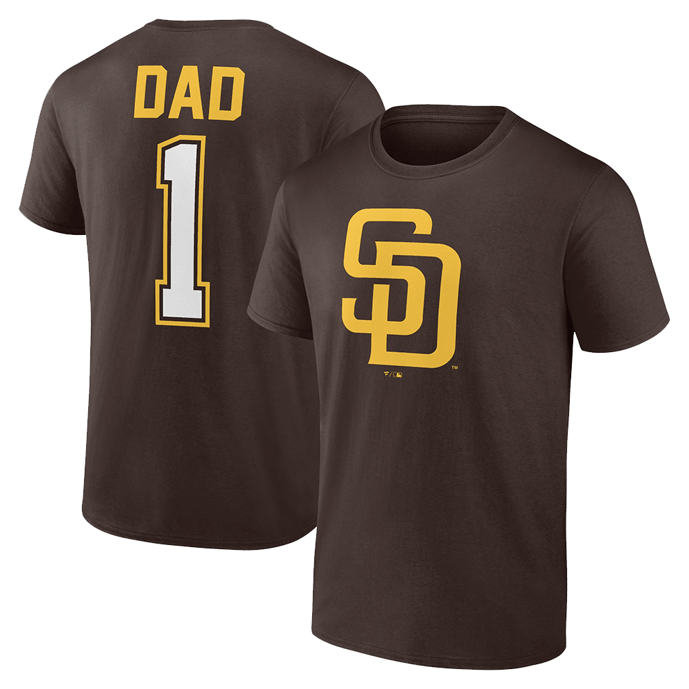 Number 1 Dad Merch Brown San Diego Padres Fathers Day Number 1 Dad T-Shirt Padres Merch