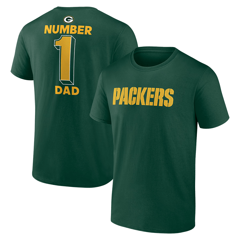 Number 1 Dad Merch Green Green Bay Packers Number 1 Dad T-Shirt Unique Father's Day Gifts