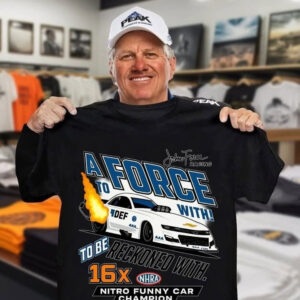 Official John Force T-Shirt Racing Fans Gifts For Men's - Black, XL