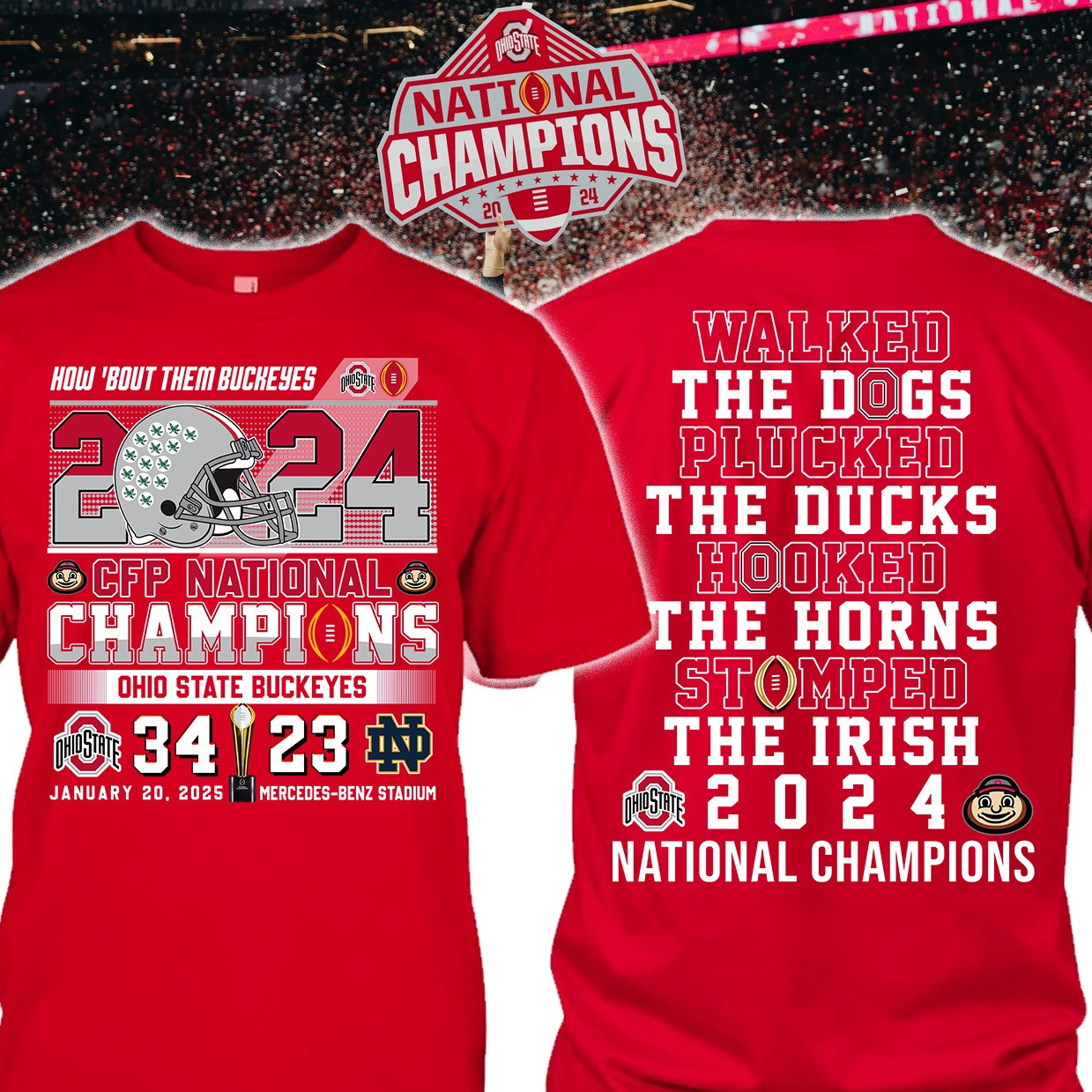 Ohio State Buckeyes National Champions 2025 Shirt Walked The Dogs Plucked The Ducks