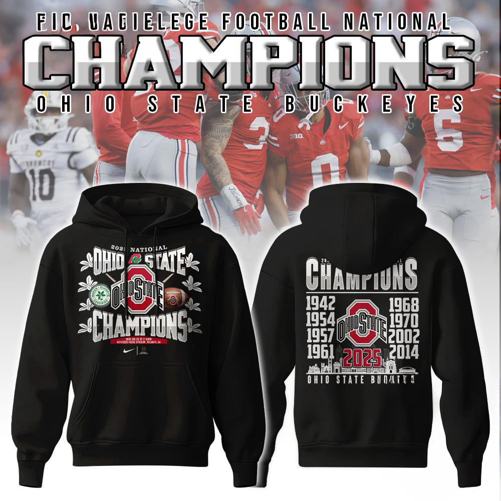 Ohio State Buckeyes NCAA National Champions Hoodie Football Fan Gifts