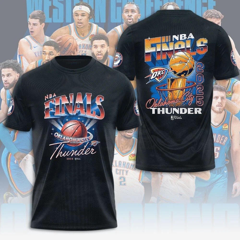 Oklahoma City Thunder Final NBA 2025 T-Shirt OKC Merch Best Gifts For Basketball Fans - Black, 3XL