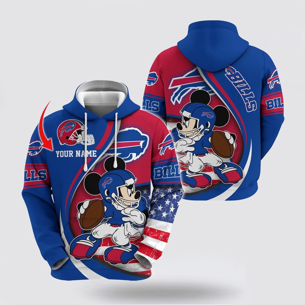 Personalized NFL Buffalo Bills Mickey Mouse 100 Year Anniversary Hoodie Gifts For Fans