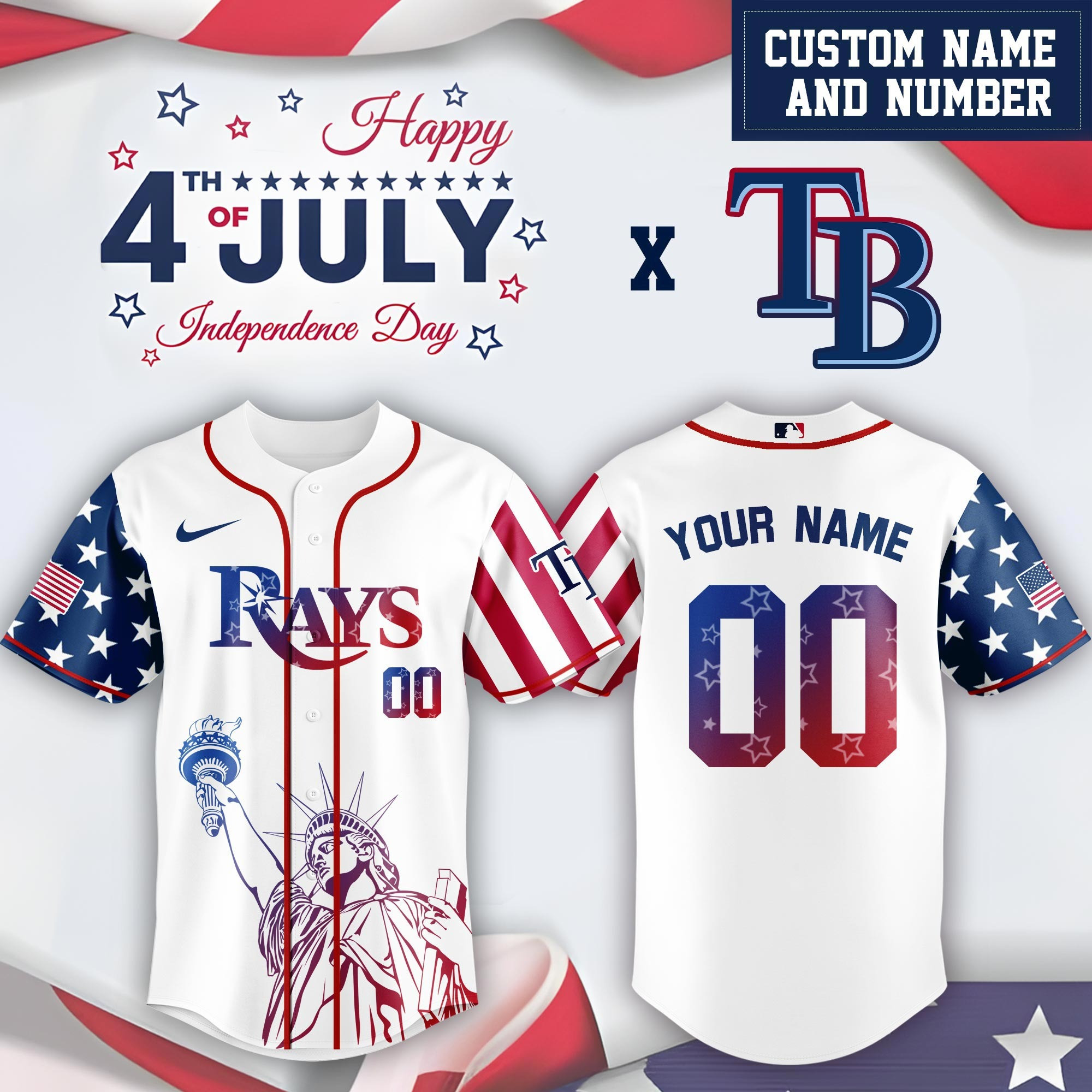 Personalized Tampa Bay Rays Special Independence Day Limited Edition Jersey Tampa Bay Rays Merch