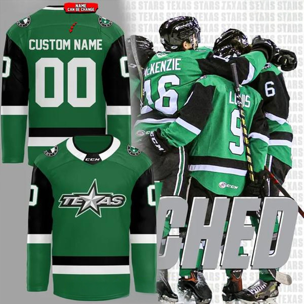 Personalized Texas Stars 2025 Green Hockey Jersey Texas Stars Merch Awesome Father's Day Gifts