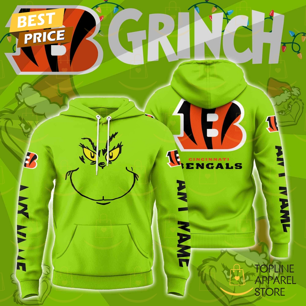 Personalized The Grinch x Cincinnati Bengals Hoodie - Green Gift For Sport Music Fans