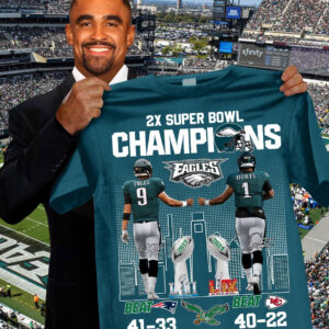 Philly Eagles 2X Super Bowl Champions Shirt 2025 Foles Hurts Fly Eagles Football Merch