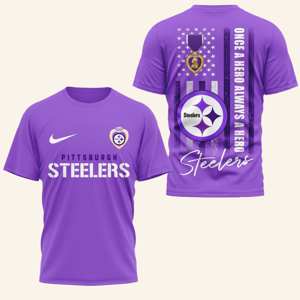 Pittsburgh Steelers National Purple Heart Day Shirt Pittsburgh Steelers Merch Fans Gifts