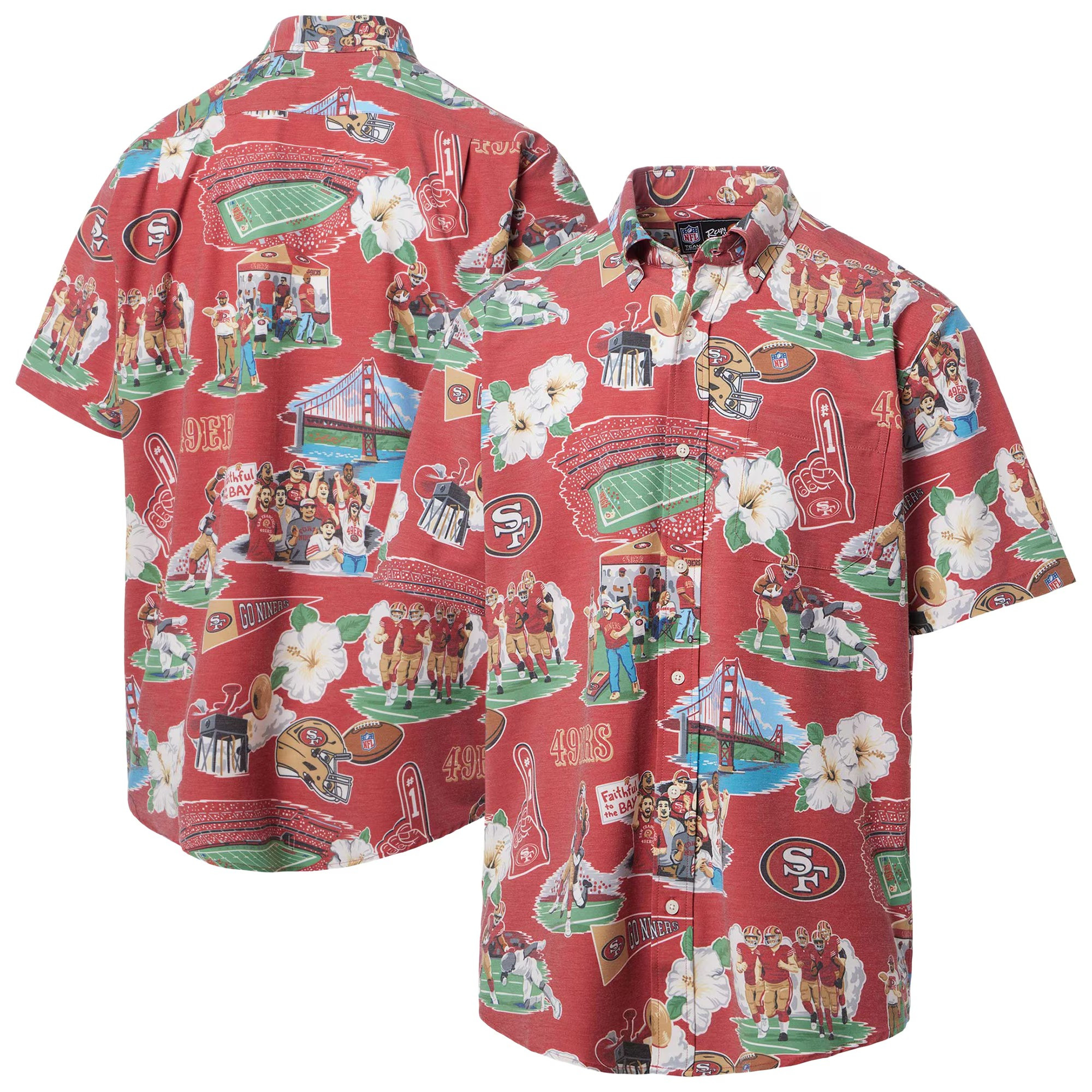 Red San Francisco 49Ers Hawaiian Shirt NFL Aloha Shirt Dad Gifts For Father's Day 2025
