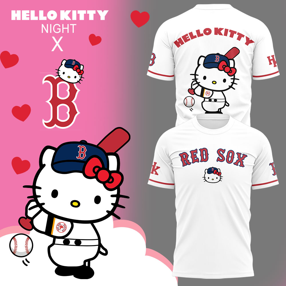Red Sox x Hello Kitty Night T-Shirt Gifts For Baseball Players - S