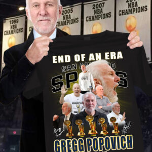 San Antonio Spurs End Of An Era Gregg Popovich 1996-2025 Thank You For The Memories Shirt