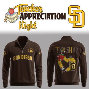 San Diego Padres x Teacher Appreciation Night Zipper Sweatshirt Gifts For Baseball Fans - Brown, 2XL