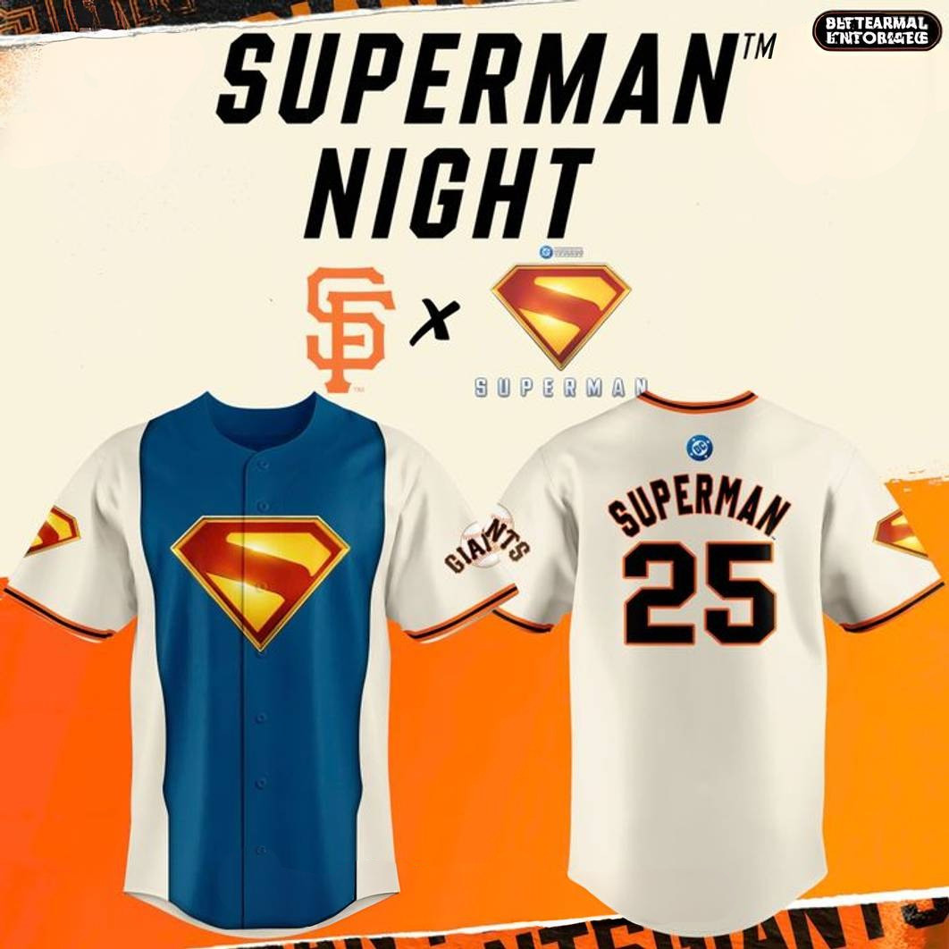San Francisco Giants x 2025 Superman Night Baseball Jersey Baseball Team Gift Ideas