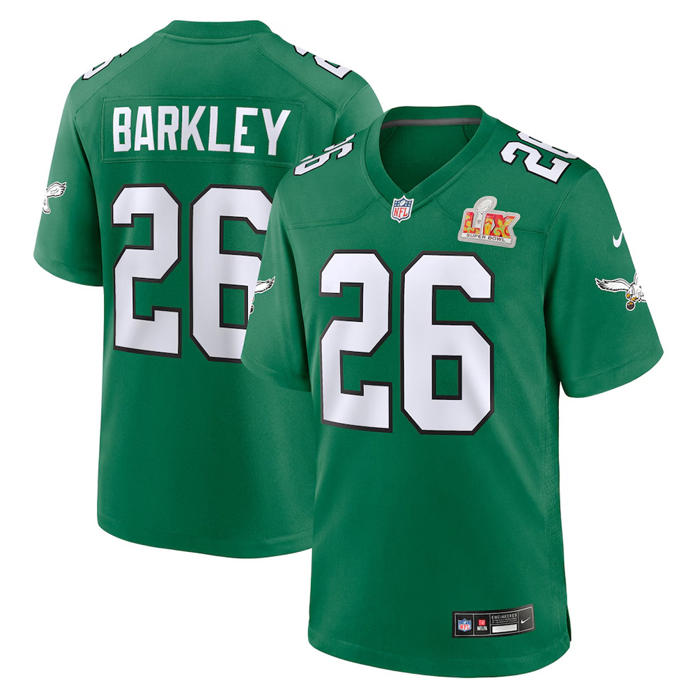 Saquon Barkley Kelly Green Philadelphia Eagles Super Bowl LIX 2nd Jersey