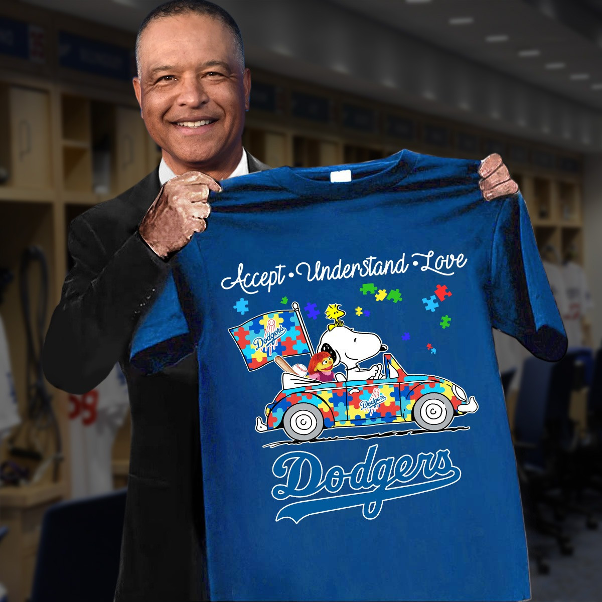 Snooppy Los Angles Dodgers Autism Awareness T-Shirt Accept Understand Dodgers Fan Gifts