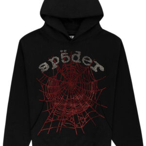 Sp5der Rhinestone OG Web Hoodie Black Young 555 Thug Spider Hoodie Merch