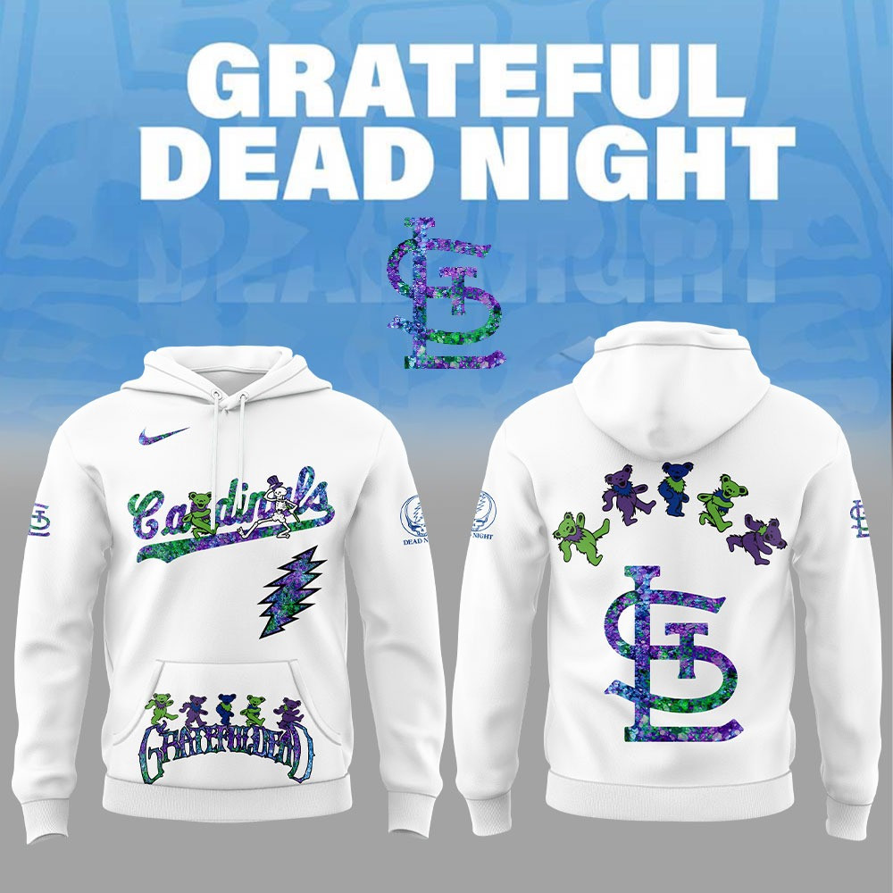 St.Louis Cardinals x Grateful Dead Night Hoodie MLB Baseball Lover Fan Merch