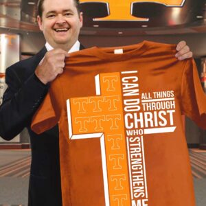 Tennessee Inspired I Can Do All Things Through Christ T-Shirt Gifts For Fans - Tangerine, L