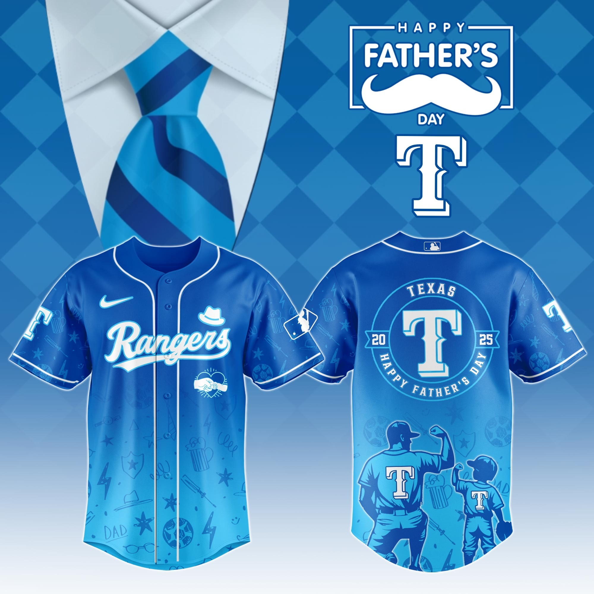 Texas Rangers Special Father's Day 2025 Limited Edition Jersey Texas Rangers Merch