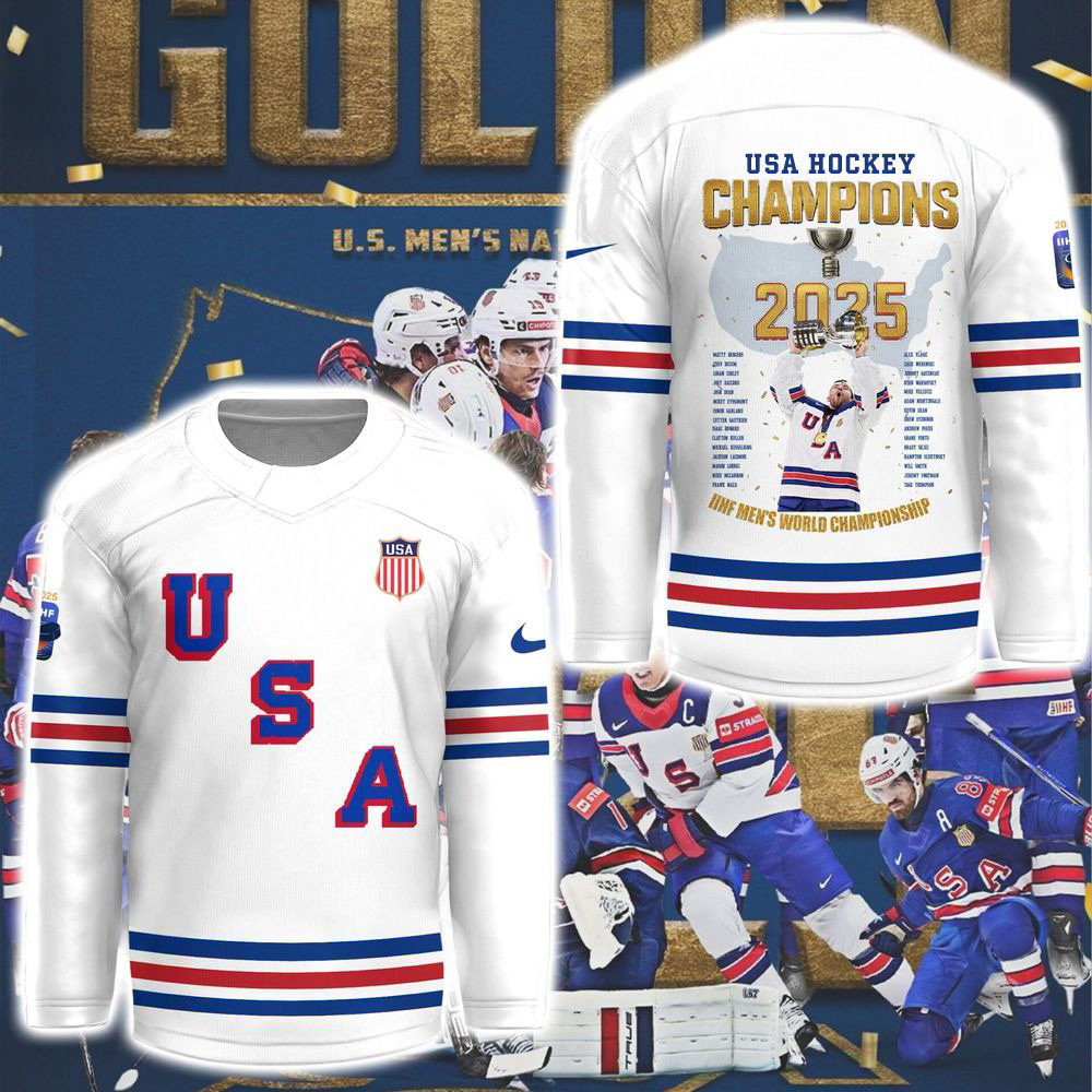 USA Hockey Champions 2025 IIHF World Championship Hockey Jersey Fathers Day Presents
