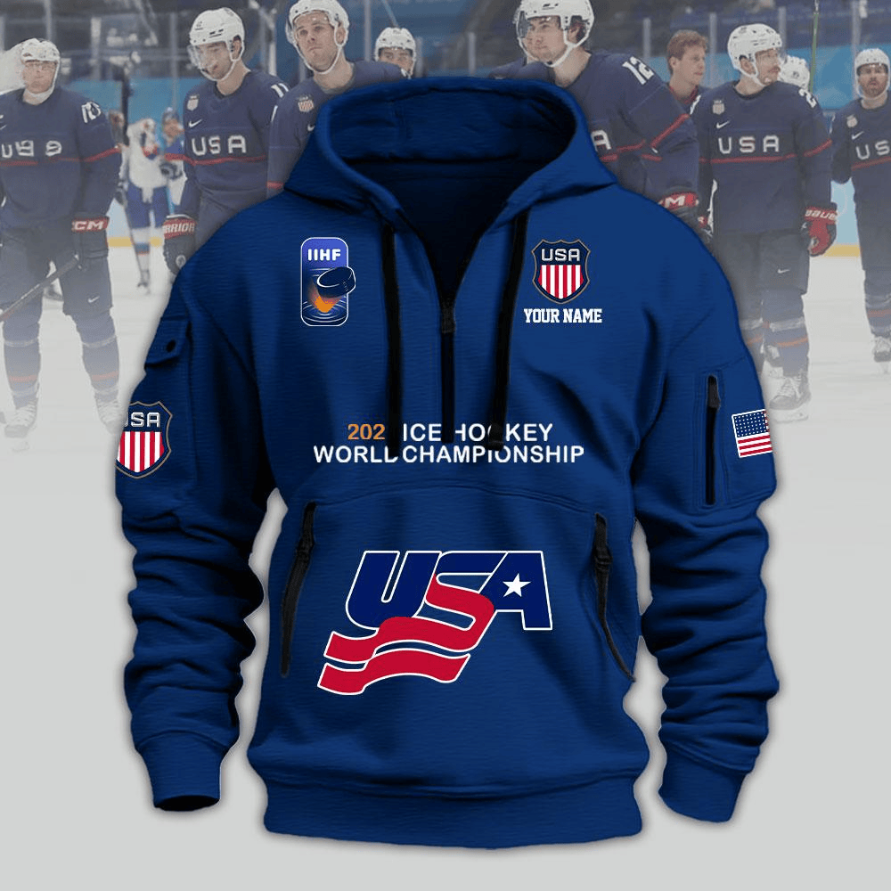 USA Team Ice Hockey World Championship 2025 Quarter Zip Hoodie Top Father's Day Gifts
