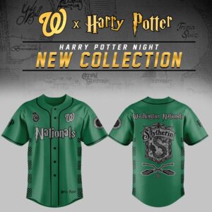 Washington Nationals x Harry Potter Night Slytherin House Jersey Baseball Coach Gift Ideas - Dark Green, XL