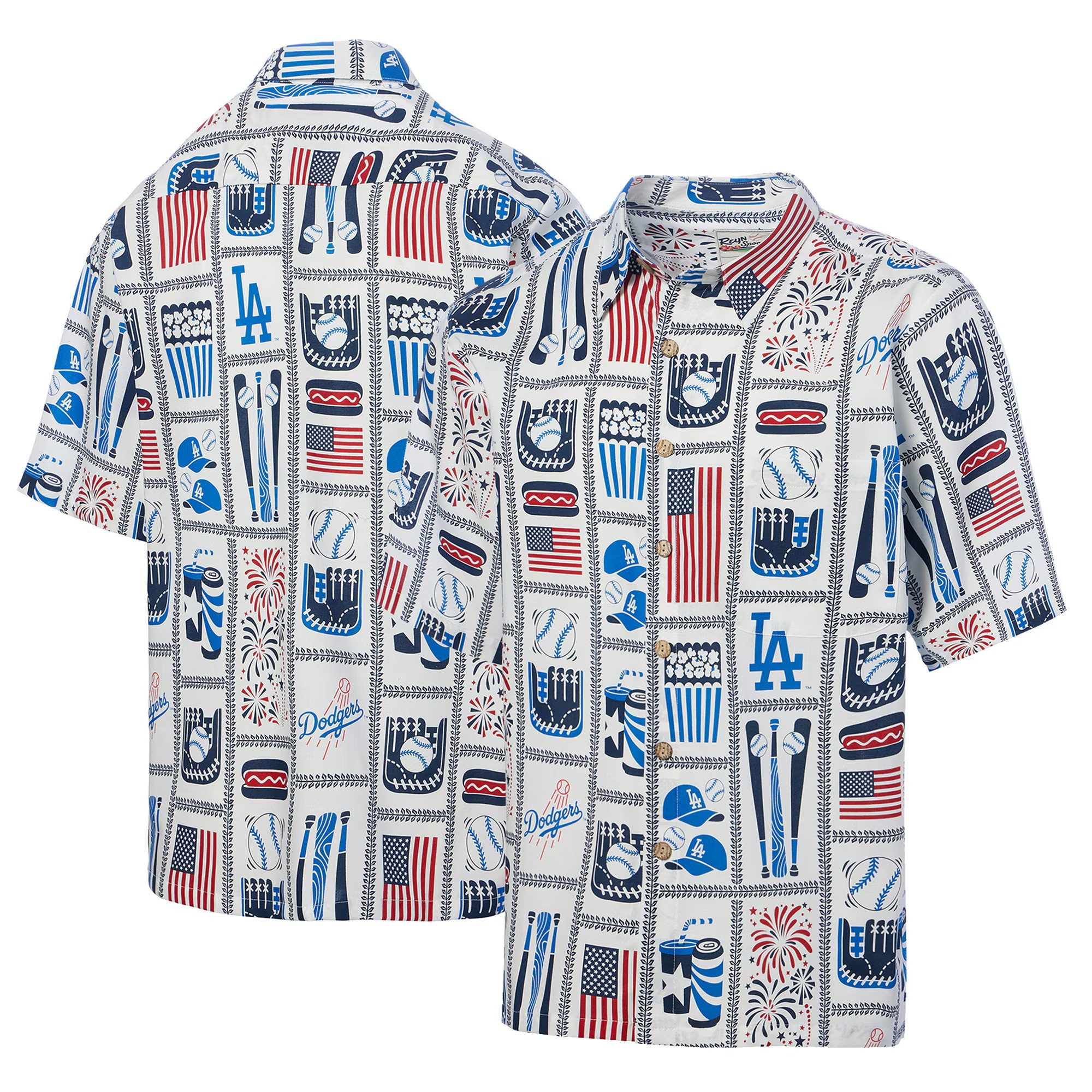 White Los Angeles Dodgers Americana Hawaiian Shirt MLB Aloha Shirt Gifts For Baseball Fans
