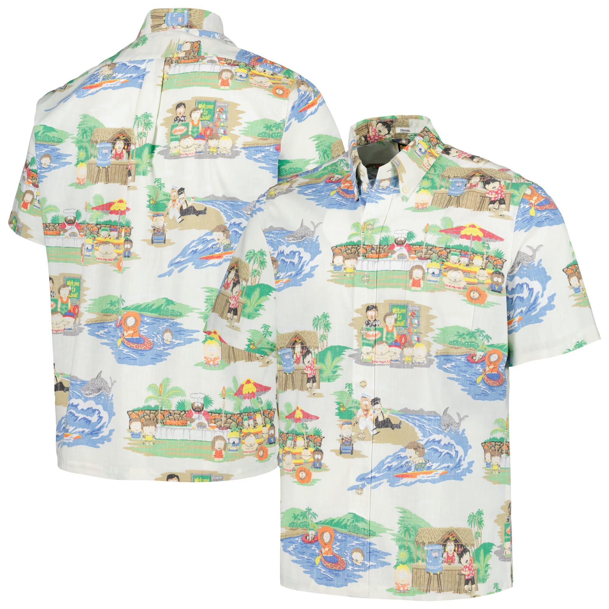 White South Park Hawaiian Shirt Cartoon Aloha Shirt Fathers Day Gift From Daughter