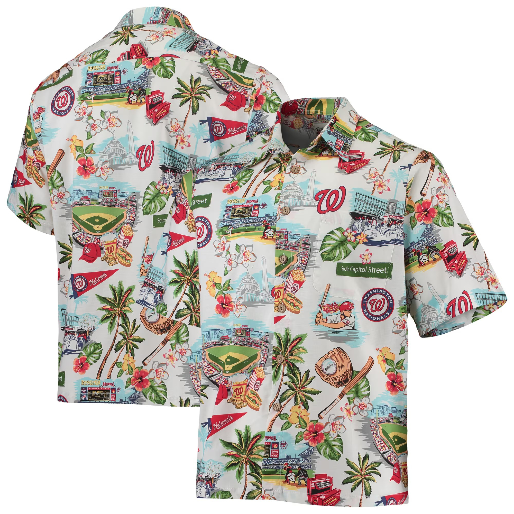 White Washington Nationals Hawaiian Shirt MLB Aloha Shirt Father In Law Gifts Dad's Day