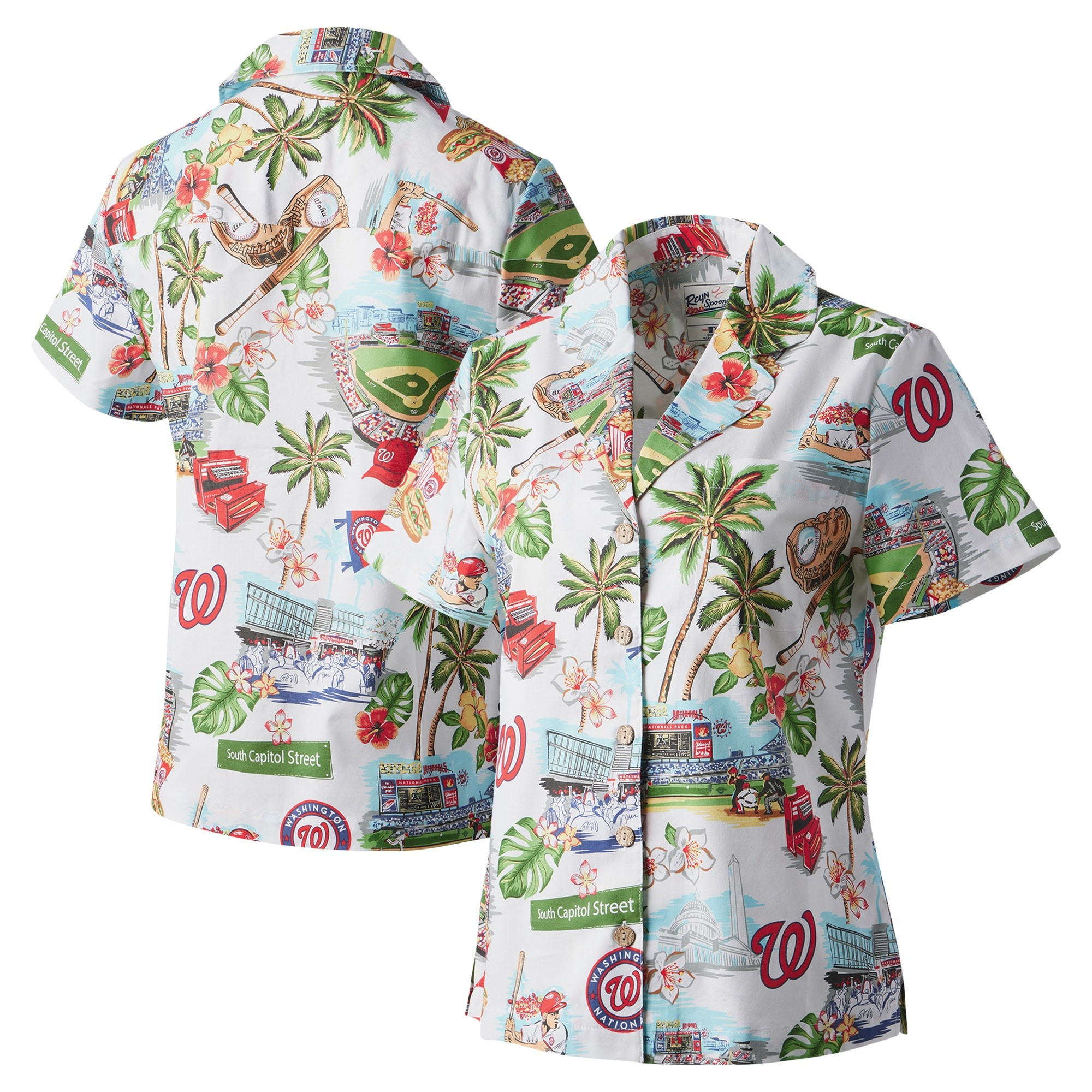 White Washington Nationals Hawaiian Shirt Women's MLB Aloha Shirt Baseball Team Gift Ideas