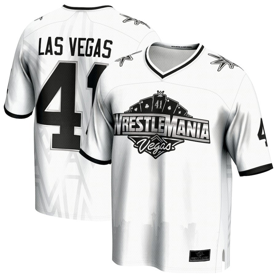 WrestleMania WWE 2025 Jersey ProSphere White WrestleMania 41 Football Jersey Gift For Son