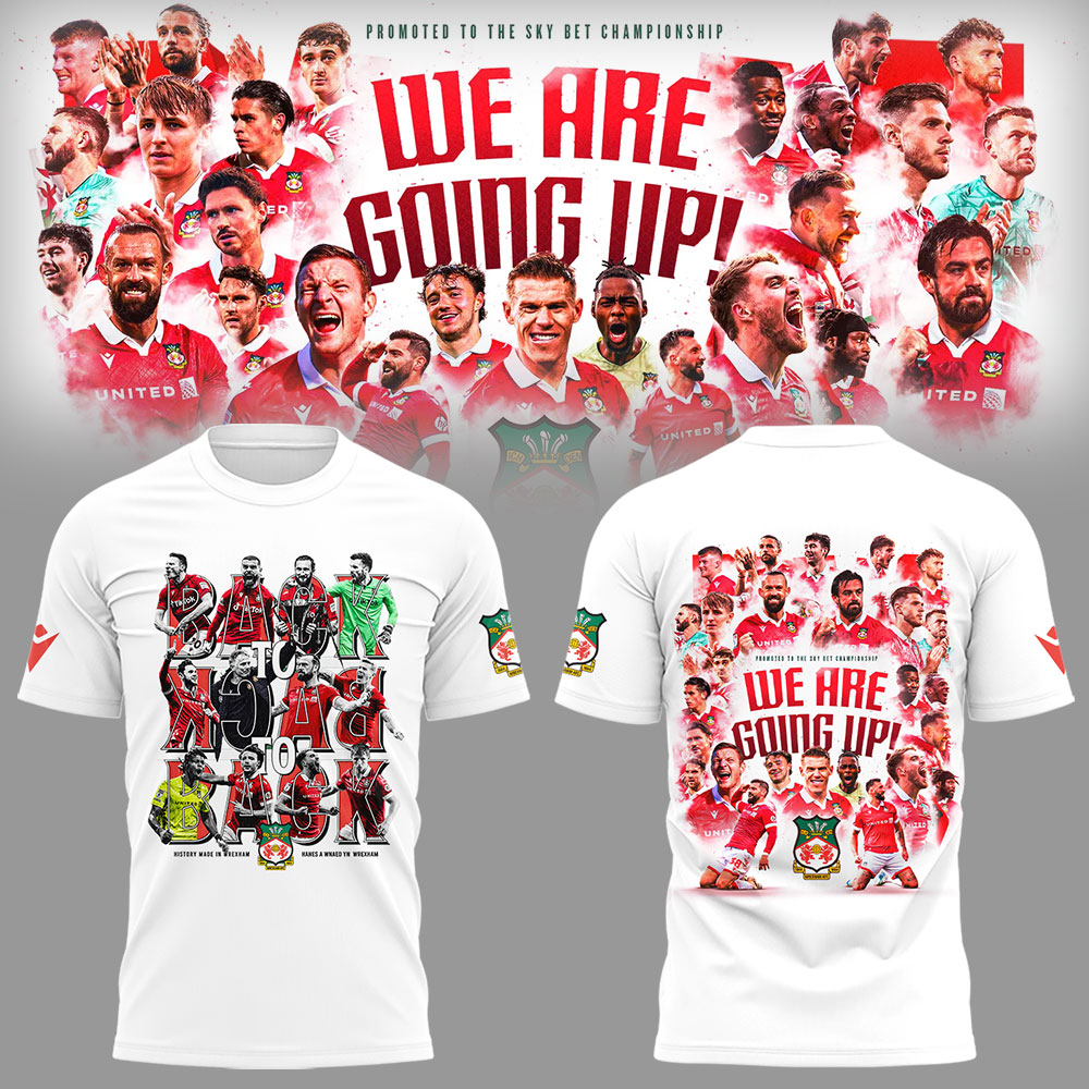 Wrexham AFC x Back To Back To Back Promotions T-Shirt Cool Gifts For Football Players - White, L