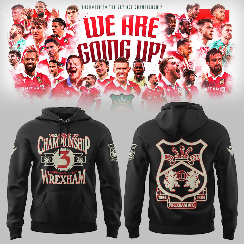 Wrexham AFC x Welcome To Champions Hoodie Senior Football Player Gifts - Black, 3XL