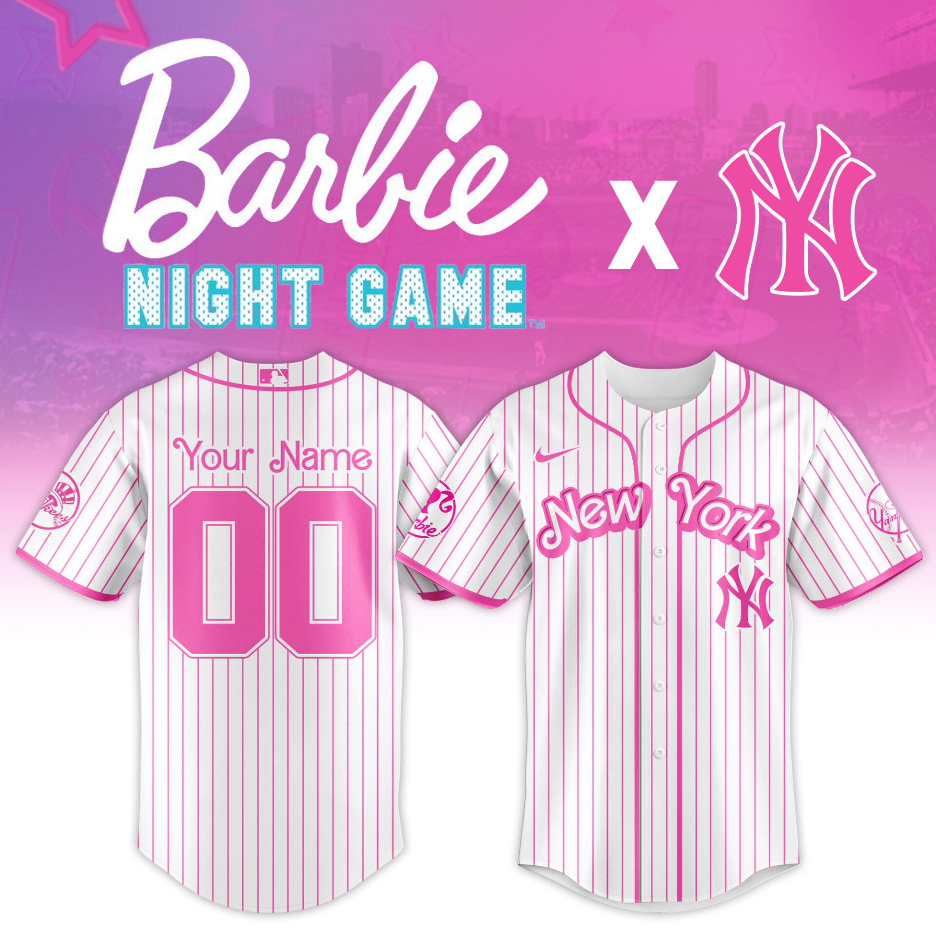 Yankees x Barbie Night Game 2025 Custom Jersey Best Baseball Gifts Ideas - S