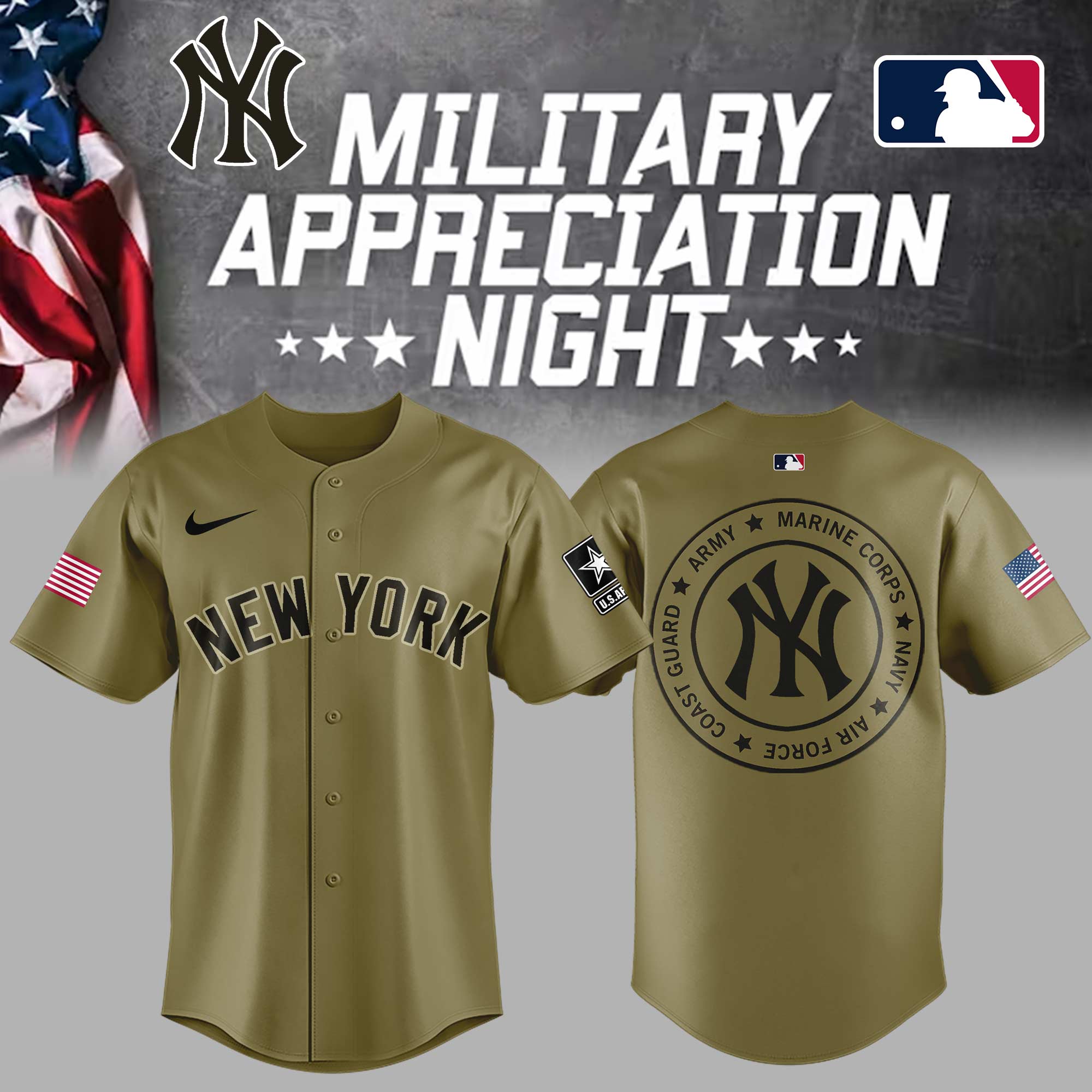 Yankees x Military Appreciation Night 2025 Jersey Baseball Mom Gifts - 3XL