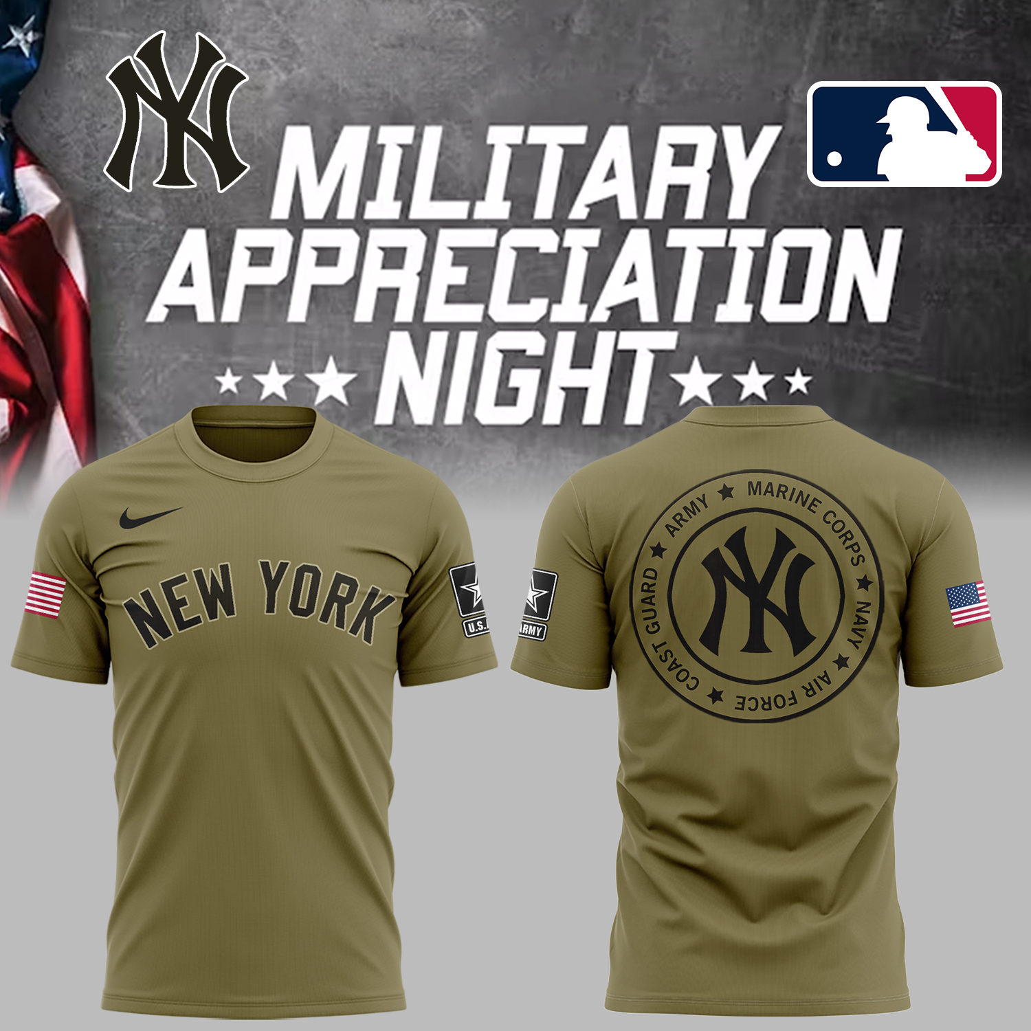 Yankees x Military Appreciation Night 2025 T-Shirt Baseball Coach Gift Ideas - 5XL