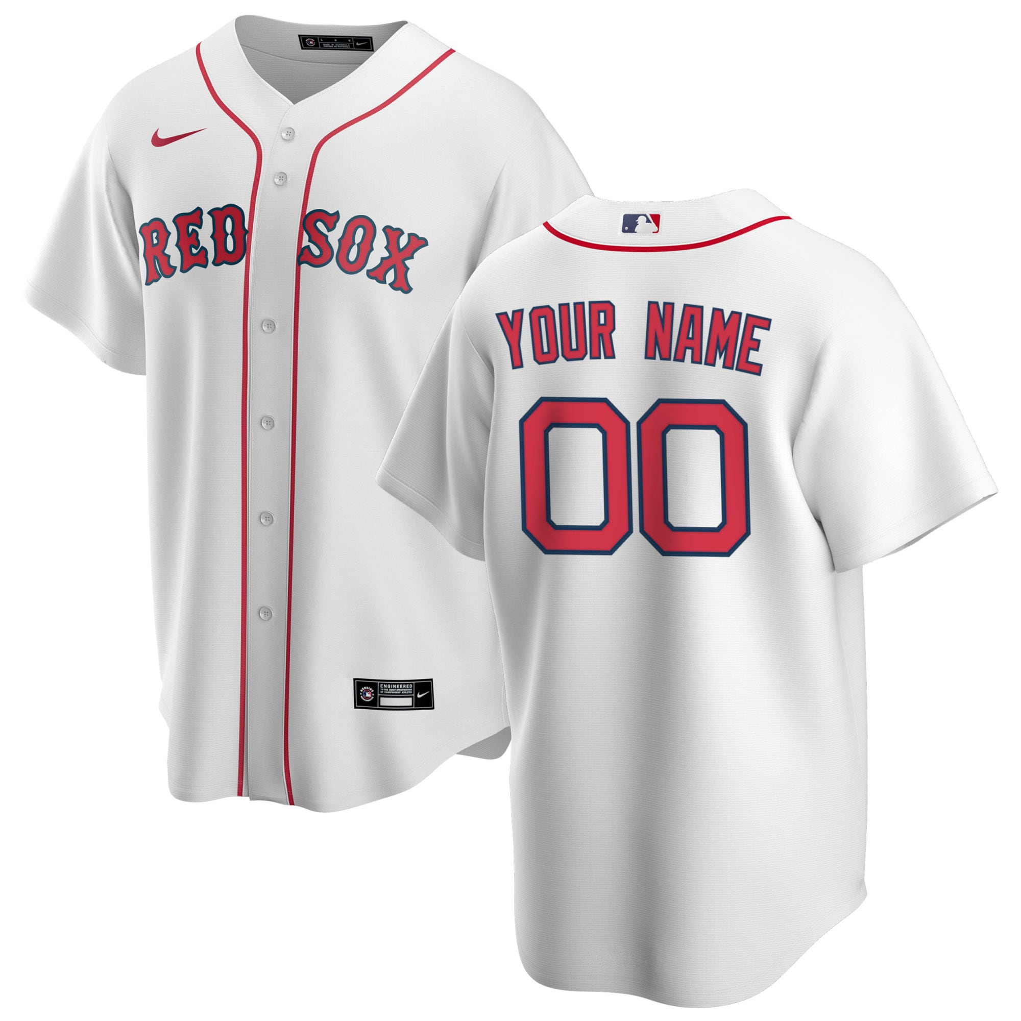 Youth Boston Red Sox White Home Custom All Over Printed Jersey - JS840