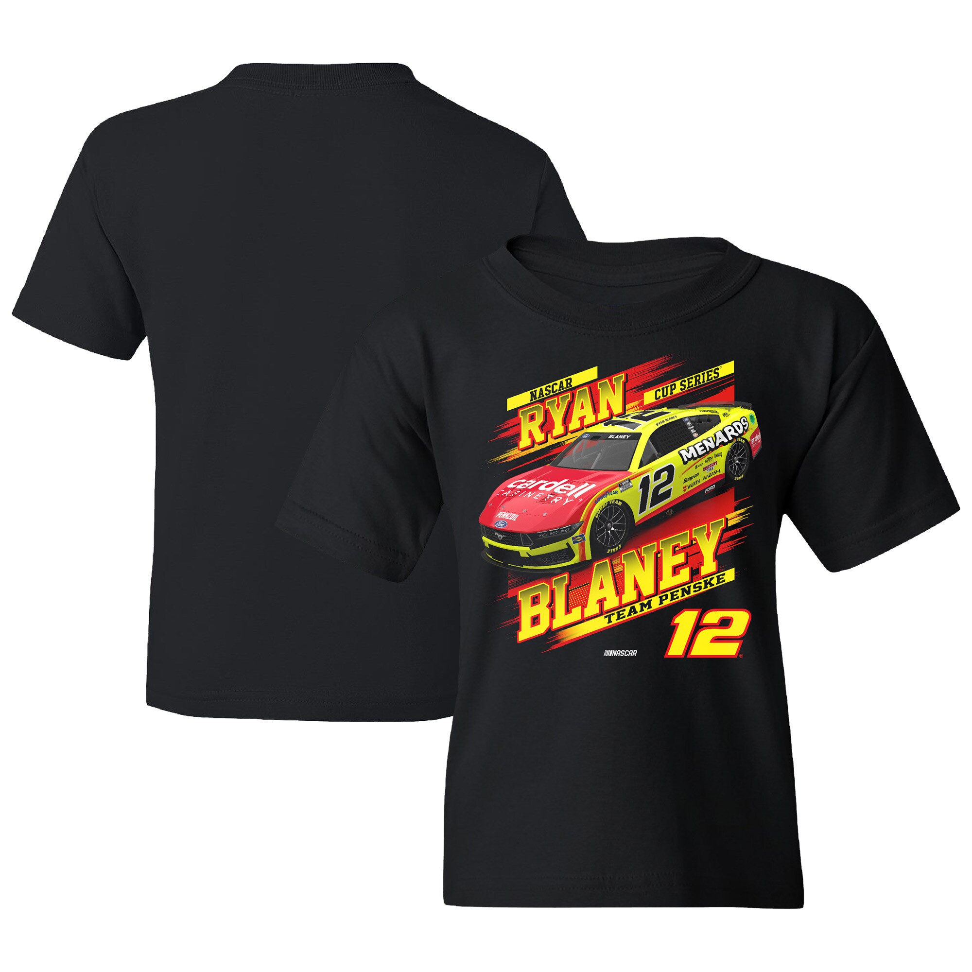 Youth Ryan Blaney Team Penske Black Menards Car Tshirt Gifts For Speed Enthusiasts