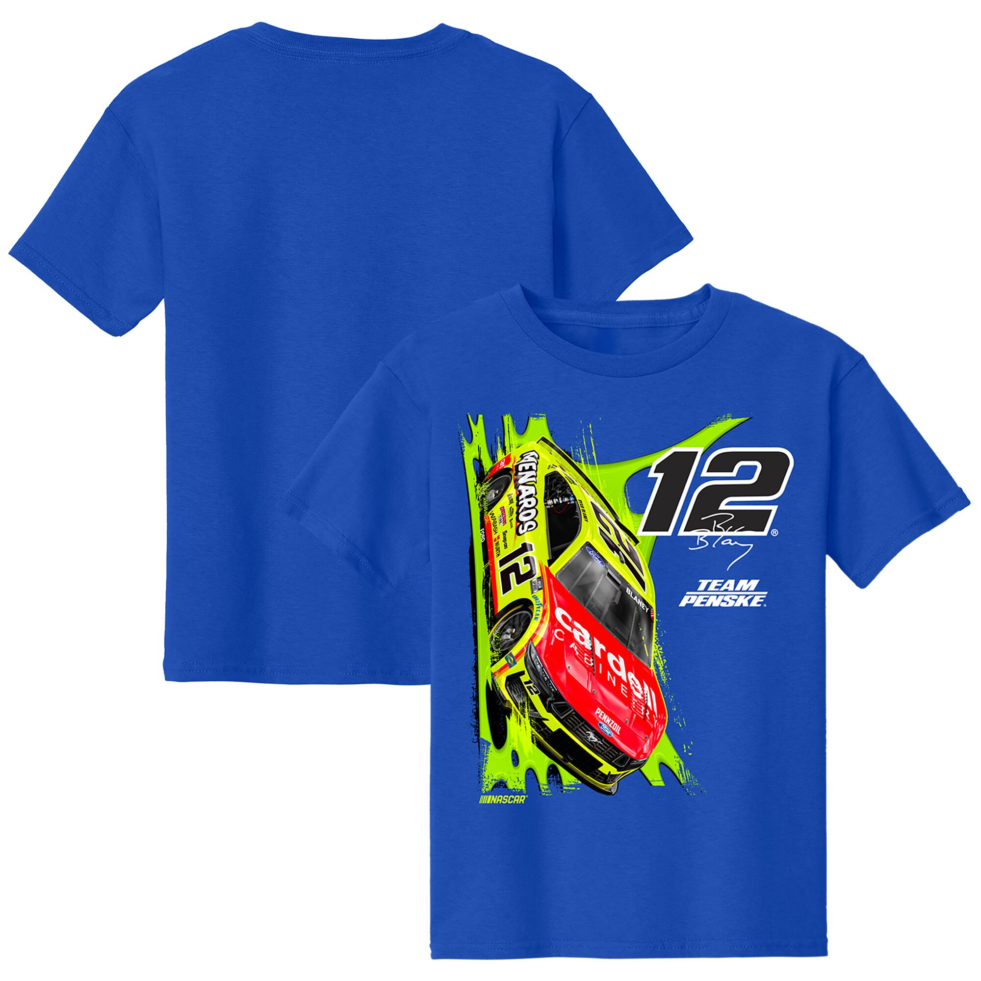 Youth Ryan Blaney Team Penske Royal Car Tshirt Gifts For Ryan Blaney Fans